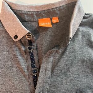 Boss Charcoal Polo with Navy Accents